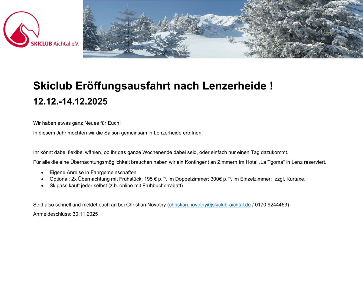 Beschreibung der Eröffungsausfahrt