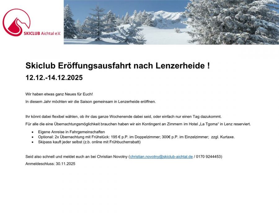 Beschreibung der Eröffungsausfahrt